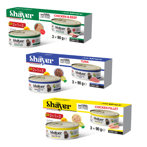 پك سه عددي نچرال مخصوص گربه 90 گرمي shayer