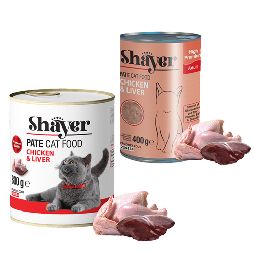 كنسرو پته طعم مرغ و جگر مخصوص گربه shayer